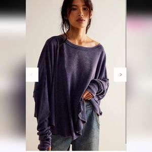 NWT Free People We The Free Microphone Drop Thermal In Navy/marin